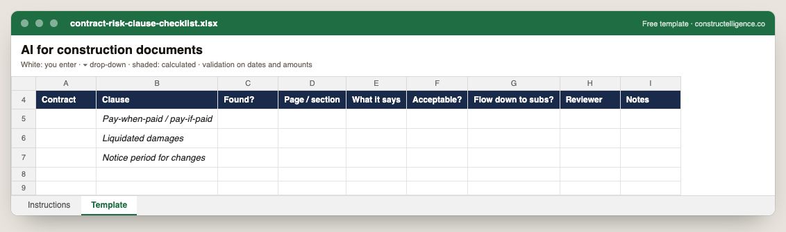 Contract risk clause checklist preview