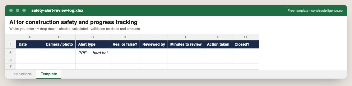 Safety alert review log preview