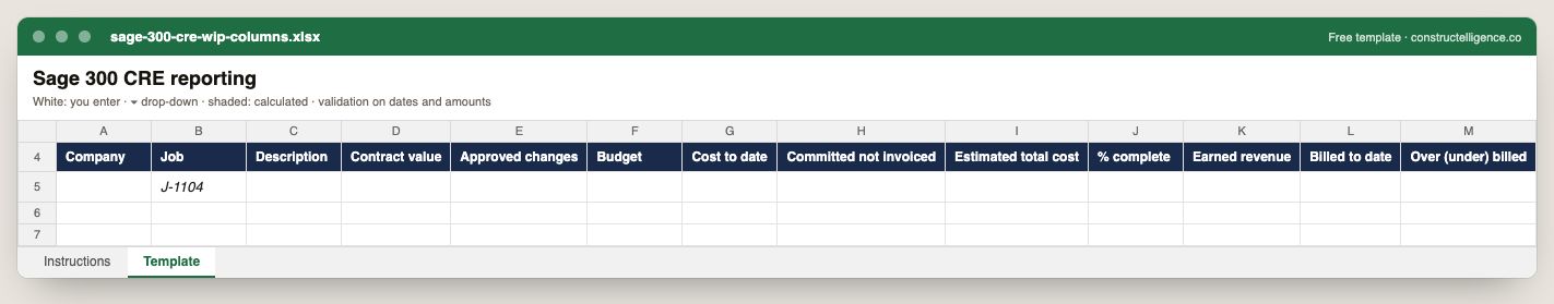 Sage 300 CRE WIP columns preview